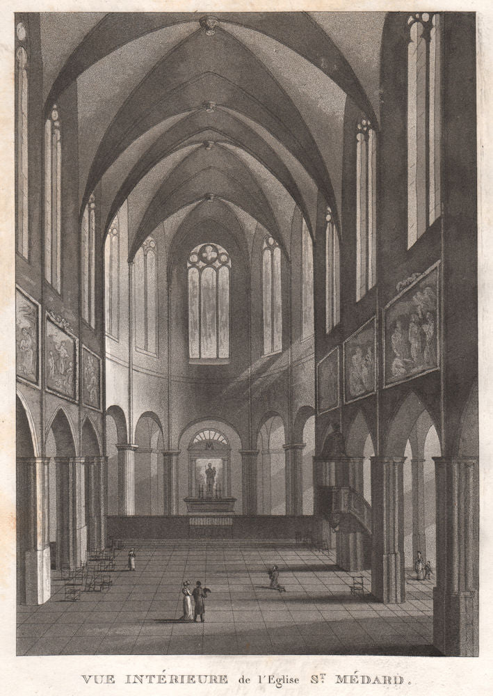 PARIS. Eglise Saint-Médard. Aquatint 1808 old antique vintage print picture